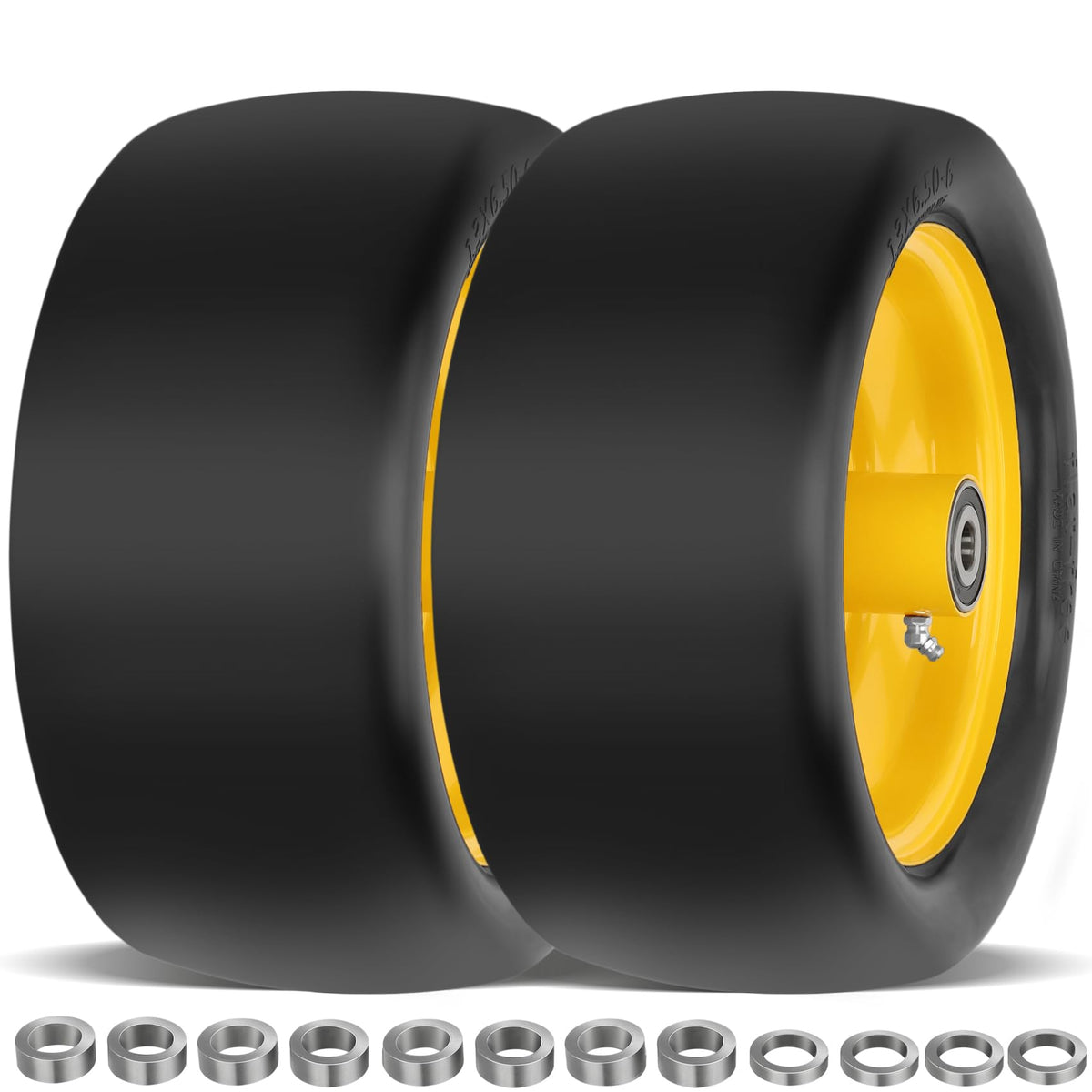 Iococee front assembly facing view showing complete tire and rim, durable and ready to install