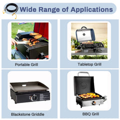 Iococee hose in use with grill connected to RV for convenient cooking