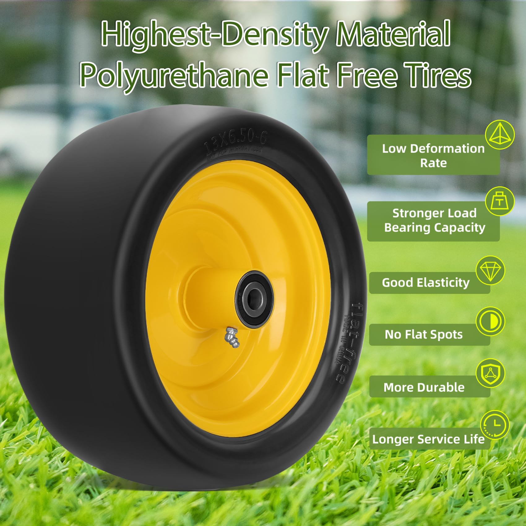Iococee installed on zero-turn mower illustrating secure fit and improved puncture-free performance
