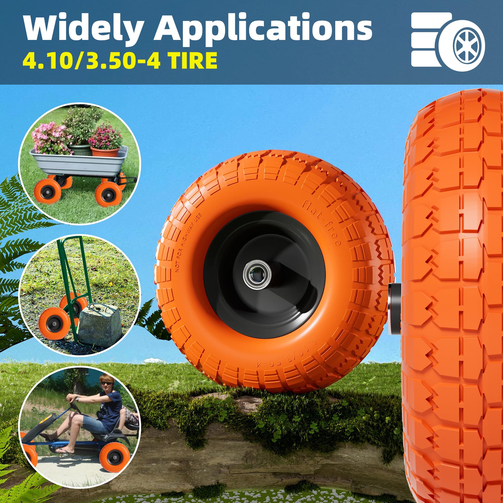 Iococee wheel on garden cart carrying soil showing reliable terrain performance benefit