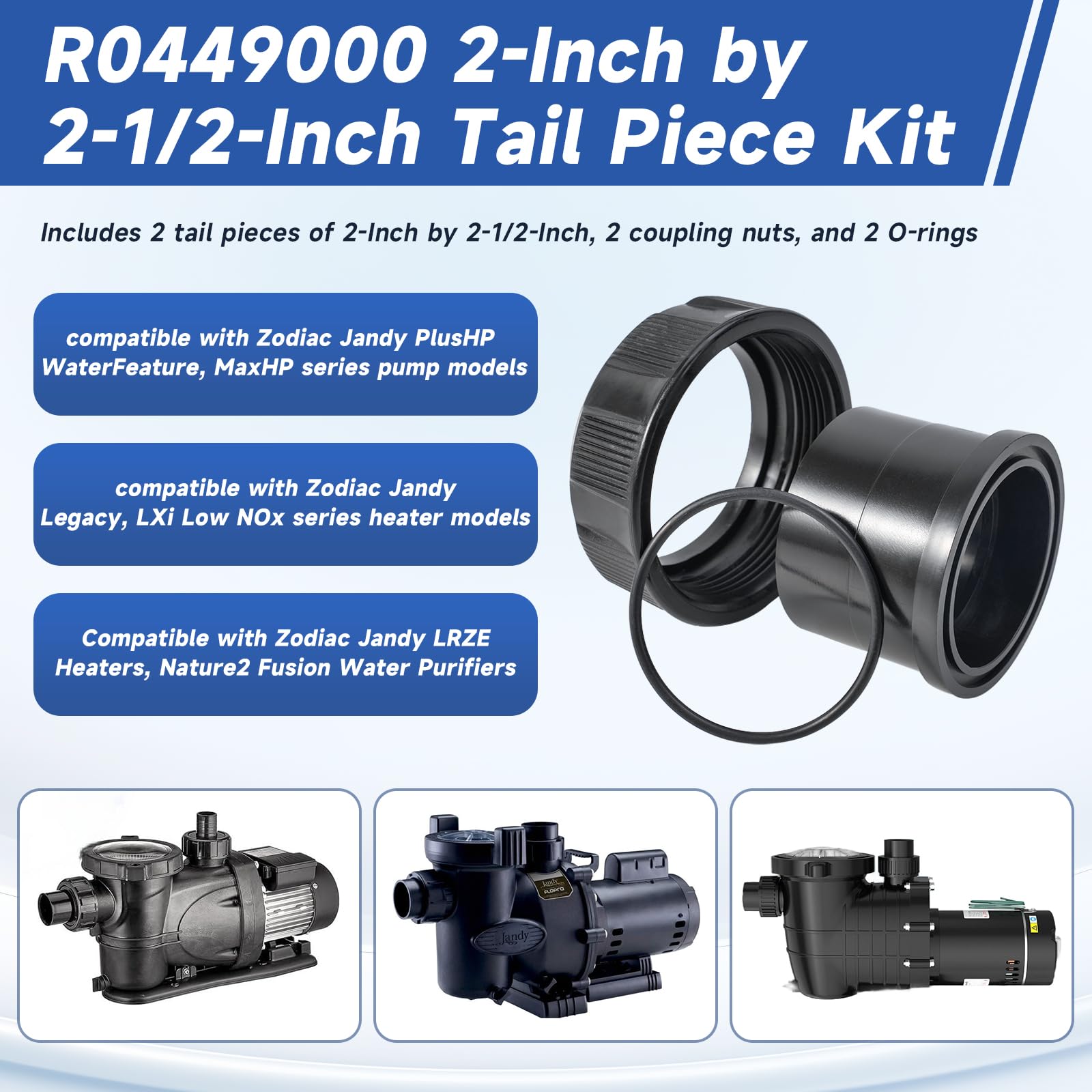 iouxvt coupling nut and O-ring layout showing all included parts for fast replacement