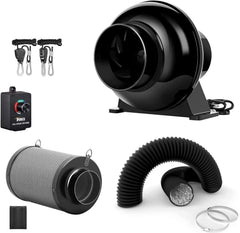 iPower 4-inch inline fan front view showing compact housing and mounting benefit