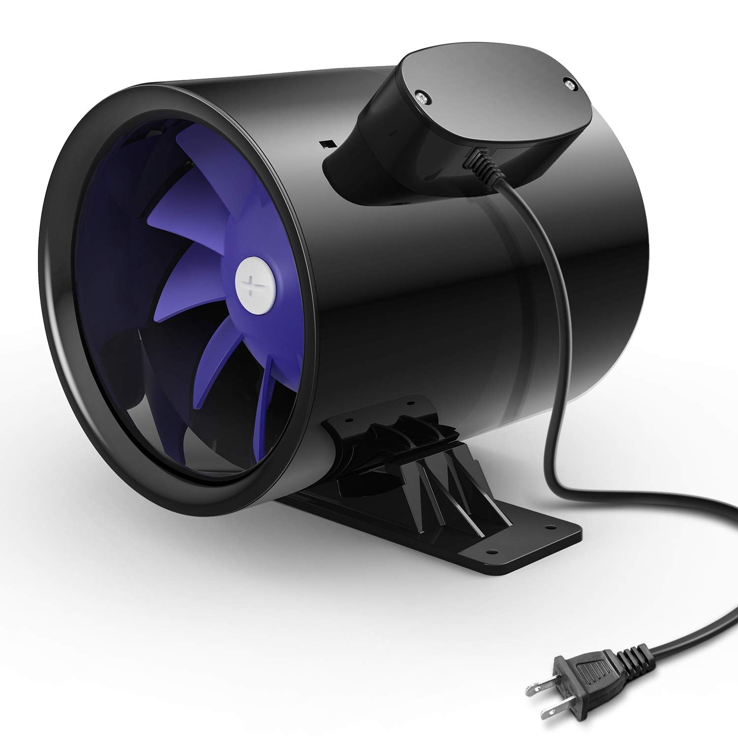 iPower 6-inch front view showing compact inline blower and flanges, efficient airflow