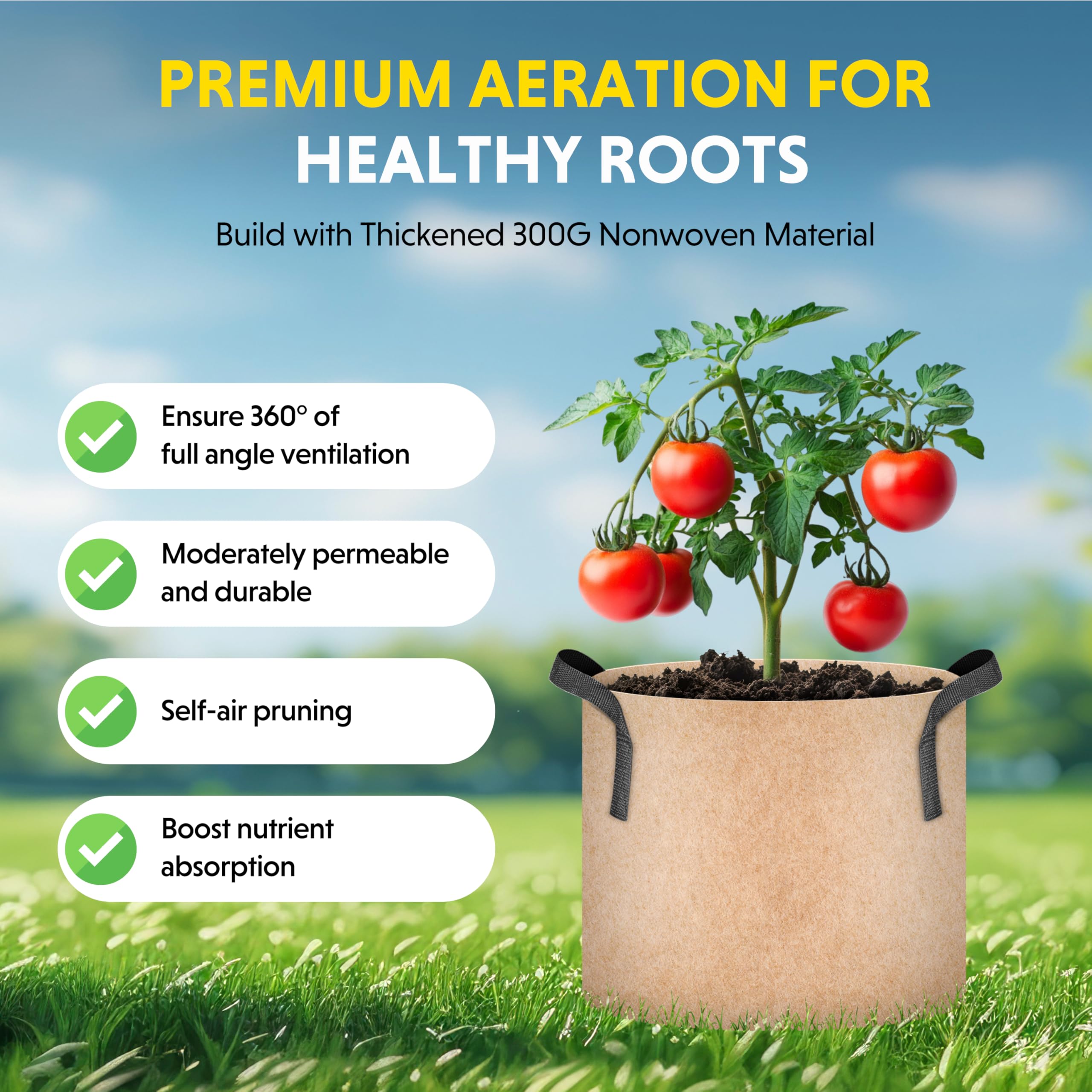 iPower fabric close-up texture highlighting breathable material and healthy roots