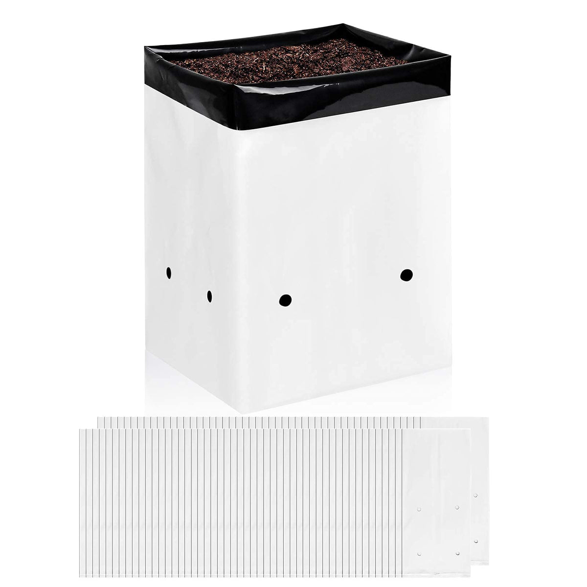 iPower front view of 100-pack grow bags shows quantity and packaging benefit