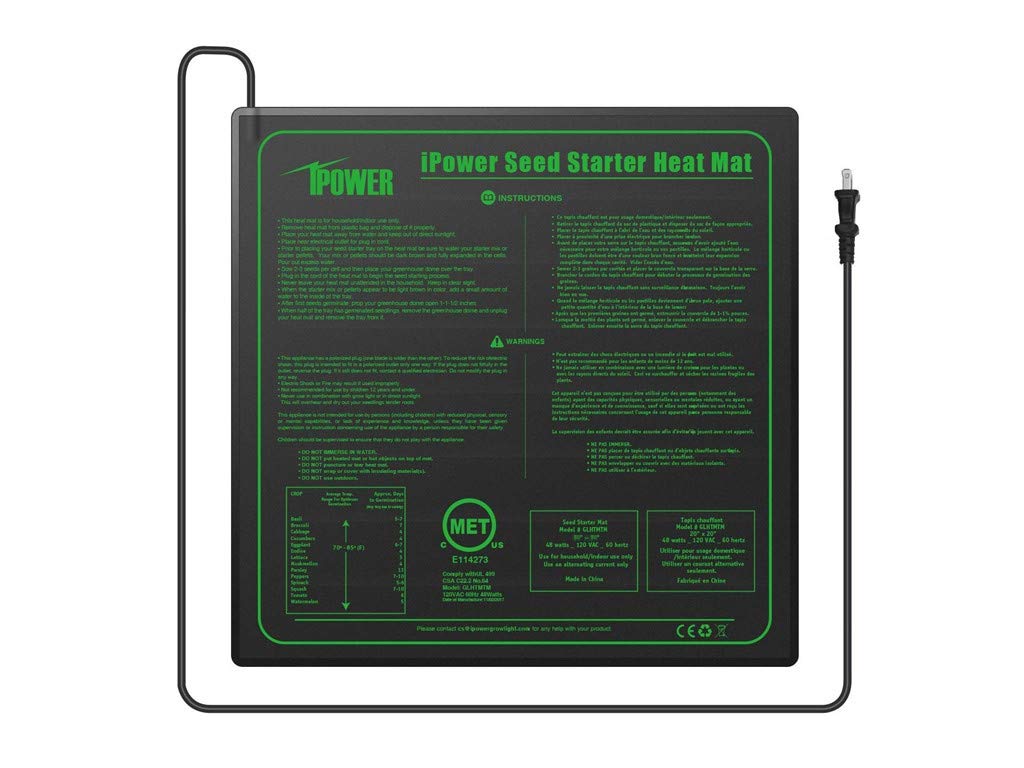 iPower front view of 20x20 heat mat showing clean surface and durability benefit