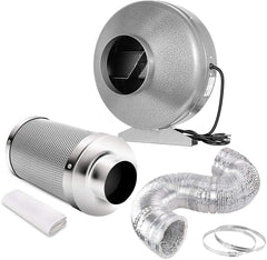 iPower front view of inline fan and filter showing compact setup and airflow benefit