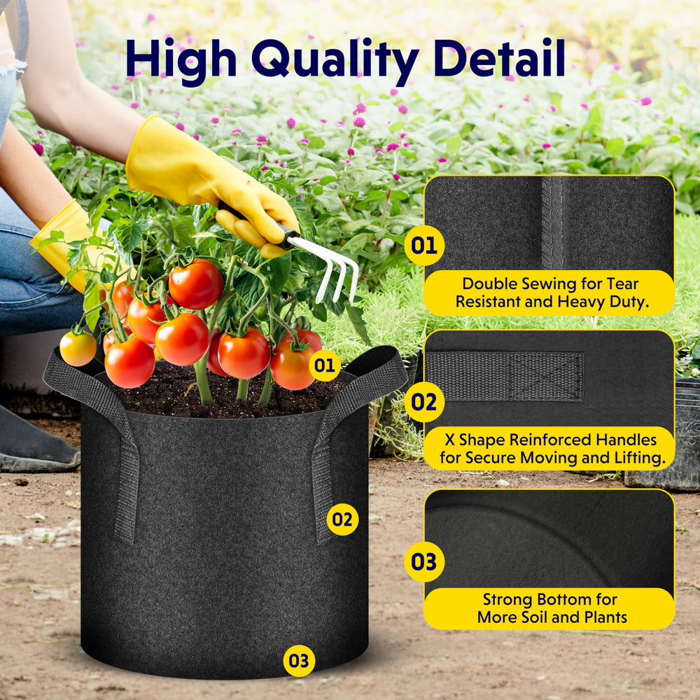 iPower reinforced double-stitched handles for safe lifting and transplanting