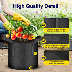 iPower reinforced double-stitched handles for safe lifting and transplanting