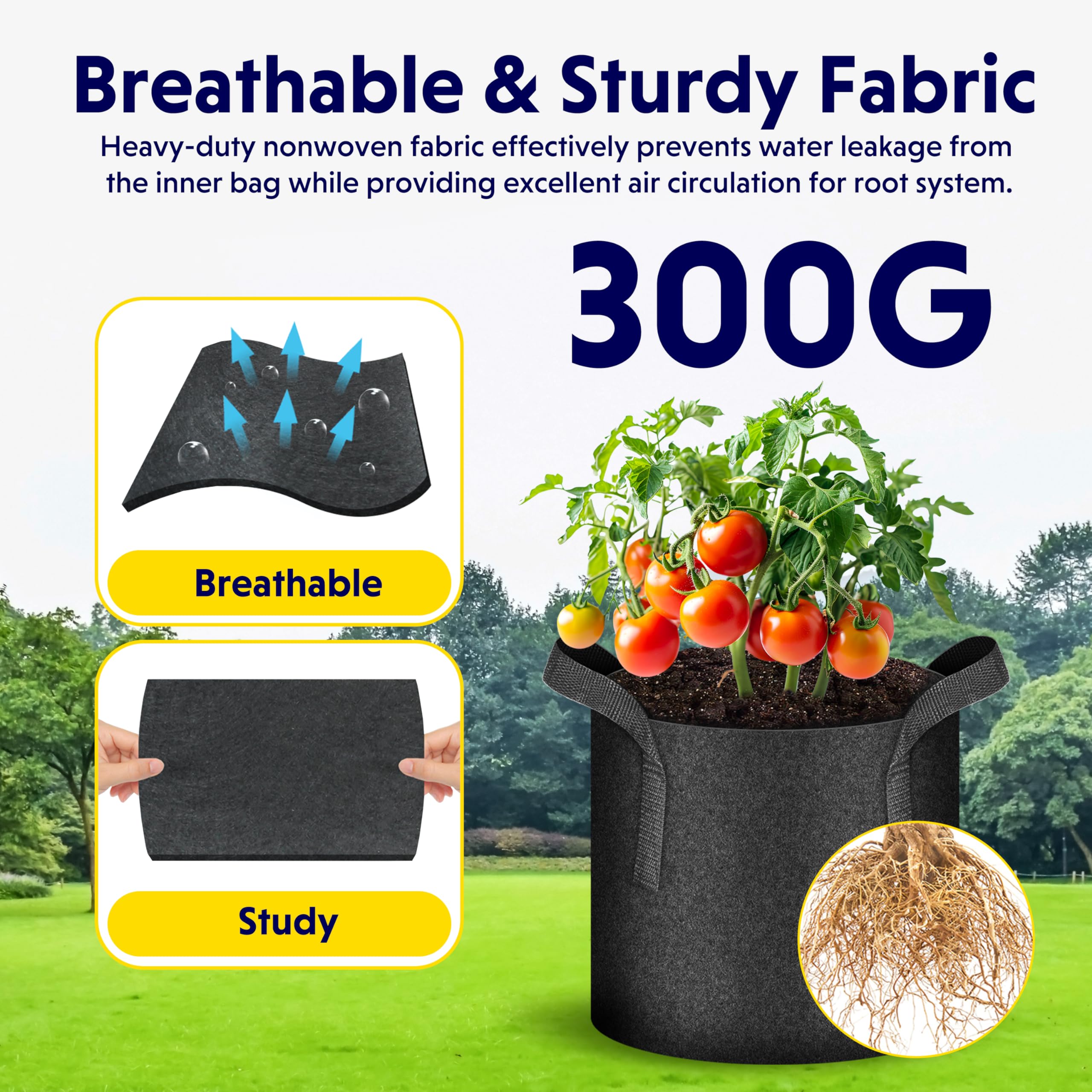 iPower fabric side showing drainage and reduced overwatering for plants