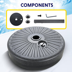 iPower umbrella base close-up of HDPE texture and steel tube for long-lasting durability