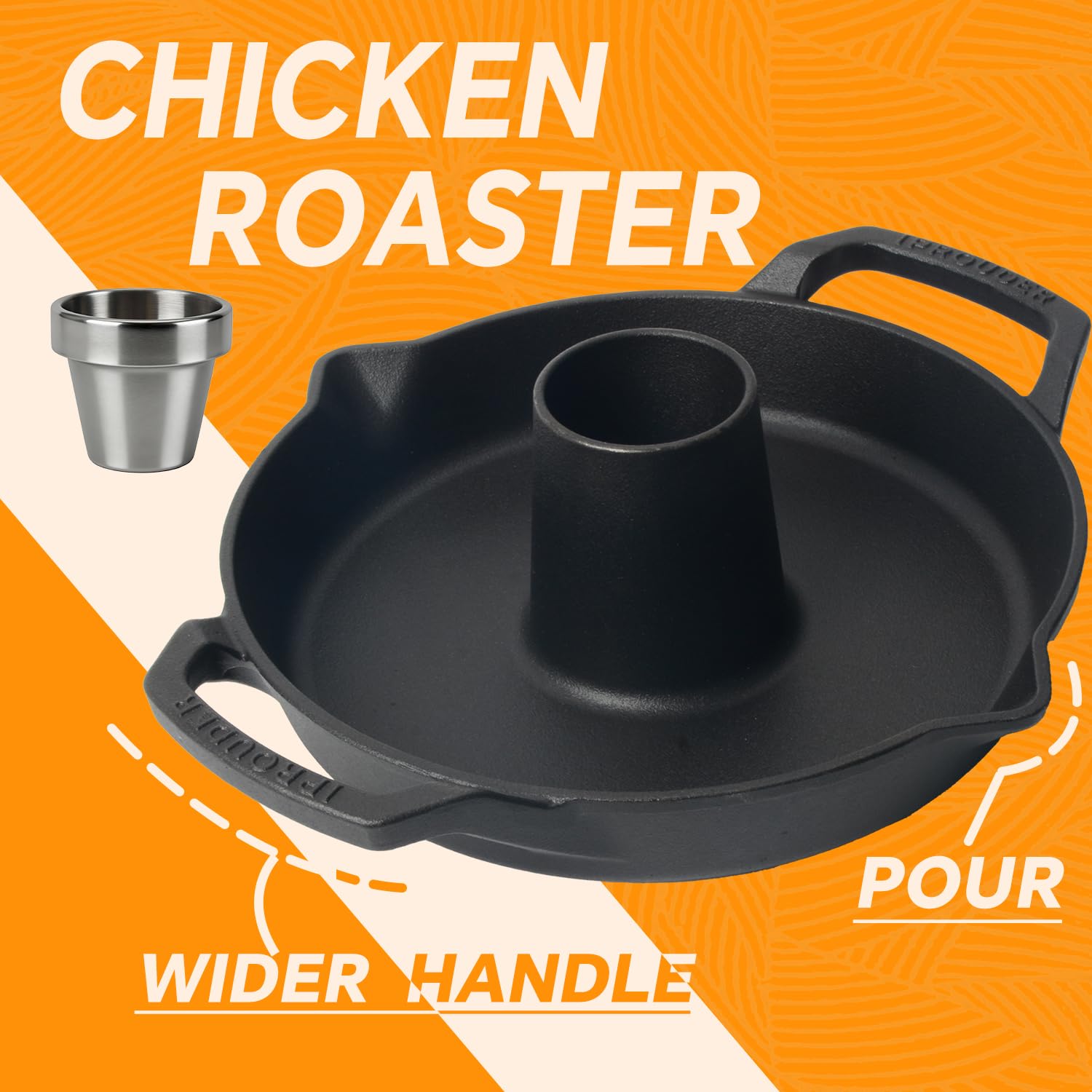 IPROUDER roaster on table with roasted chicken showing family-ready presentation