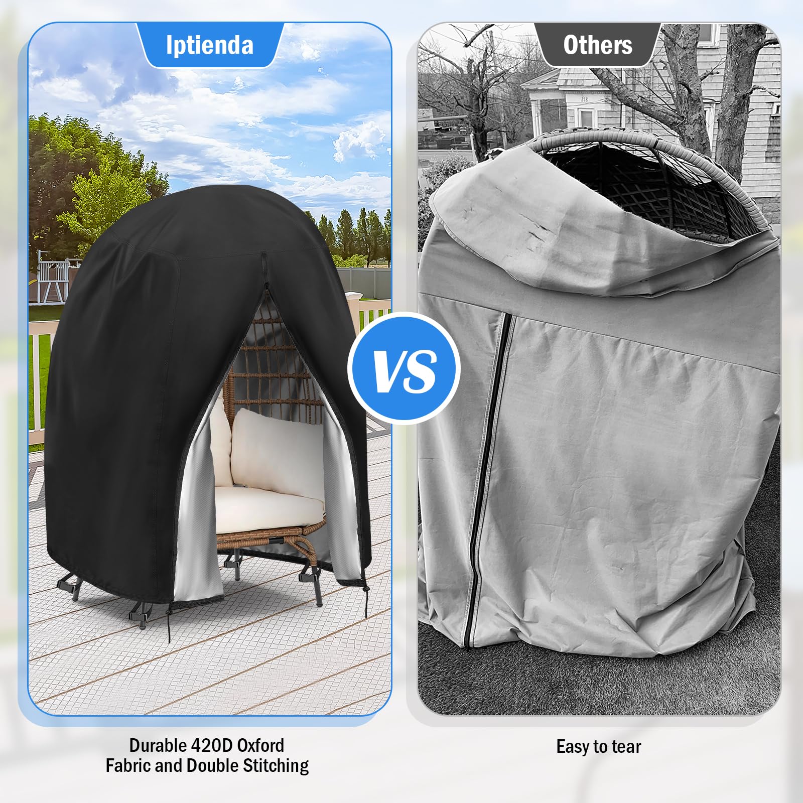 Iptienda waterproof zipper detail preventing rain seepage and easy access