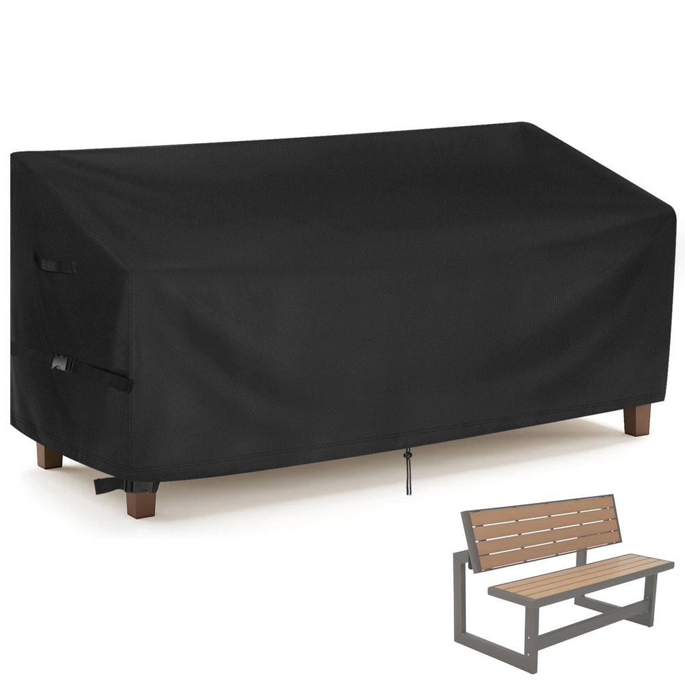 Iptienda front view cover fitted on Lifetime 60054 bench protects from weather