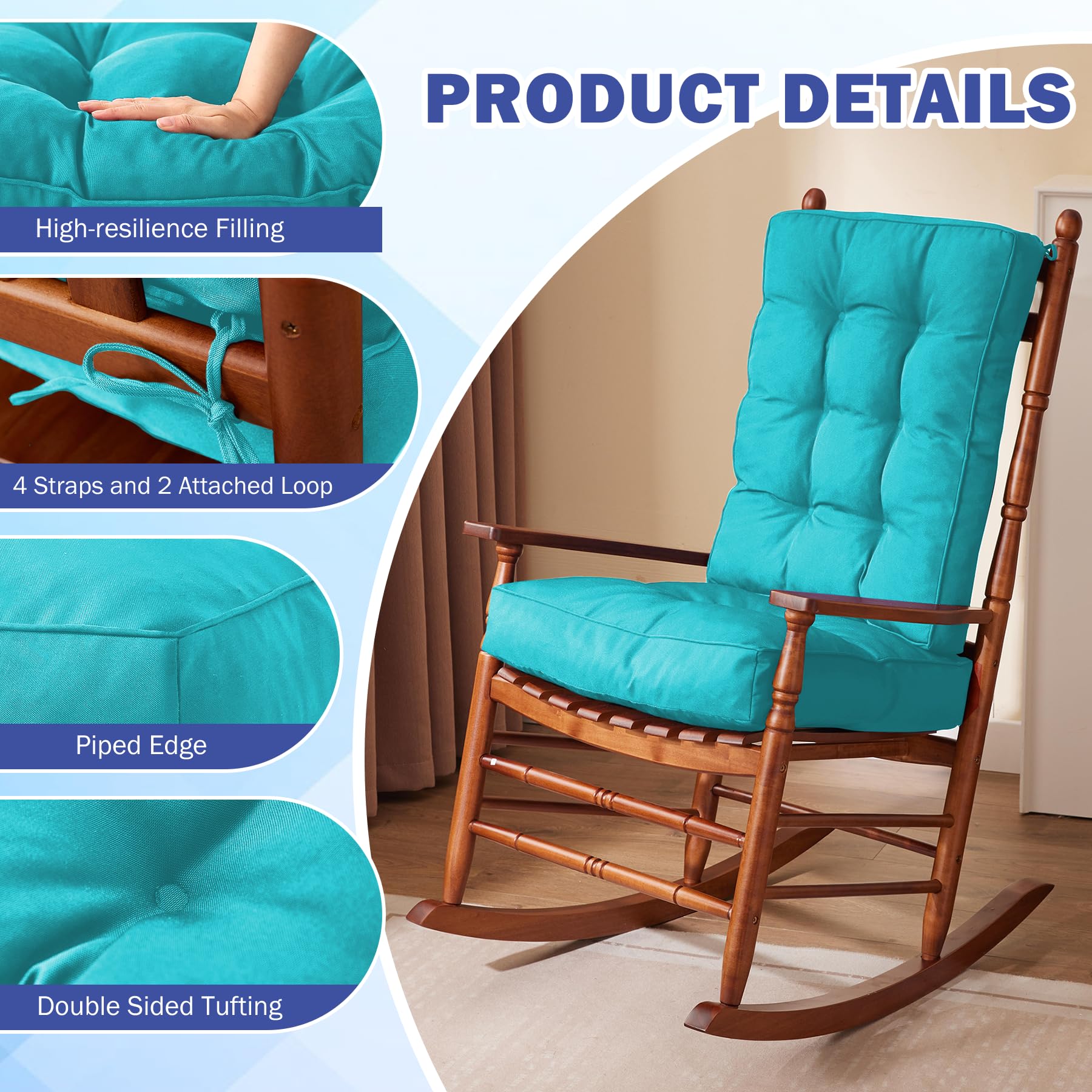 IPYNBAP attached ties and fastening detail securing cushion to chair for slip resistance