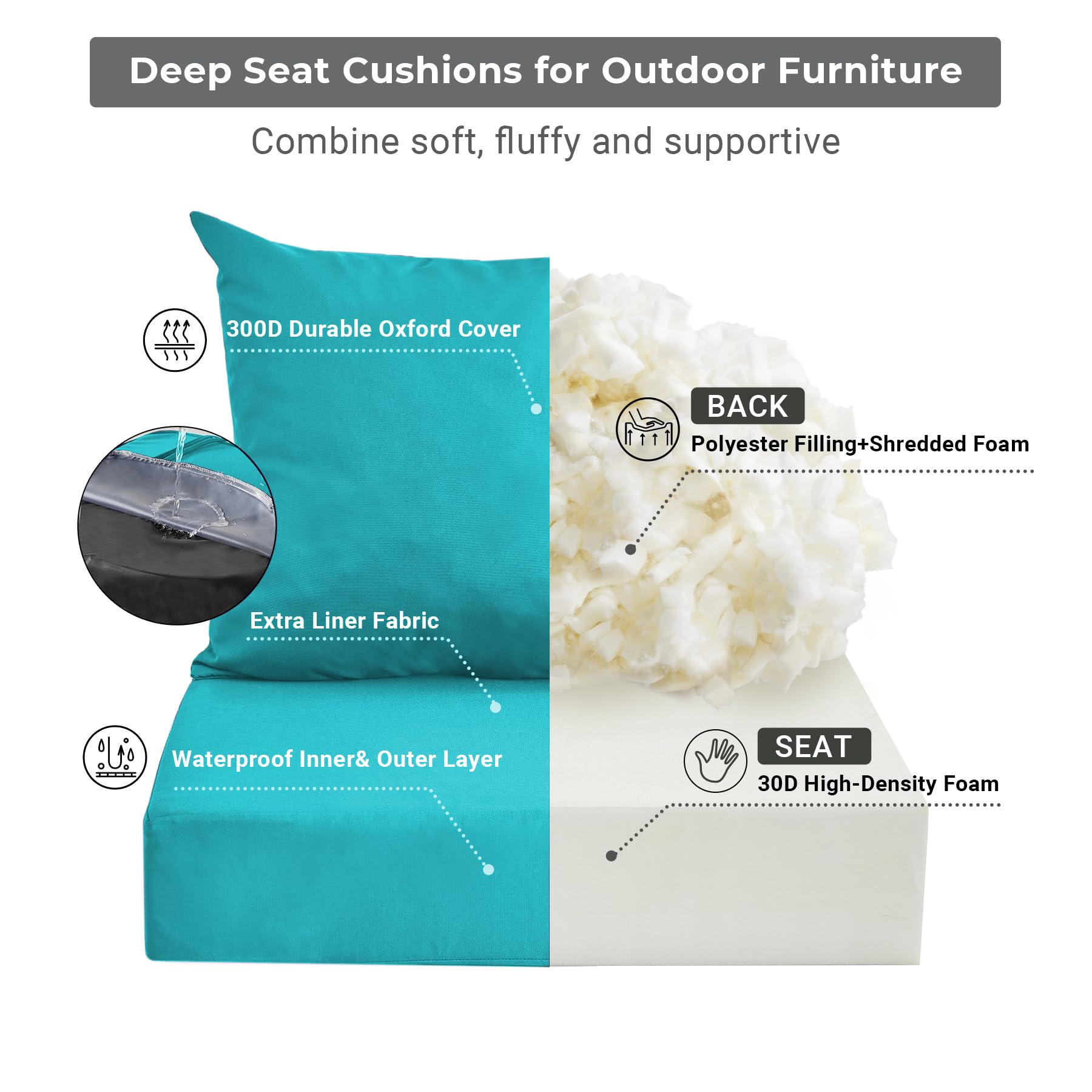 IPYNBAP back cushion close-up displaying supportive shredded-foam and shape
