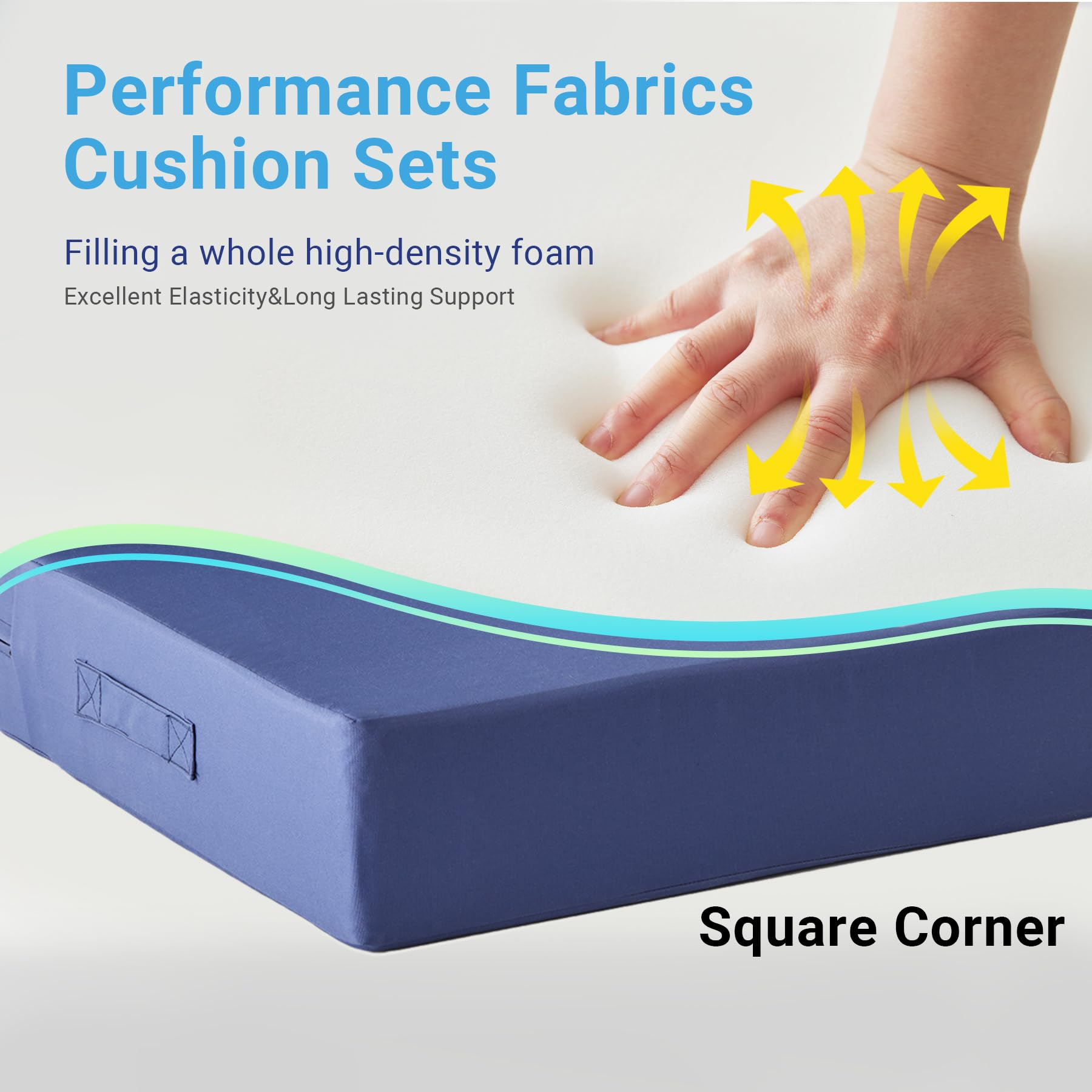 IPYNBAP back cushion profile in navy showing shredded foam comfort
