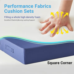 IPYNBAP back cushion profile in navy showing shredded foam comfort