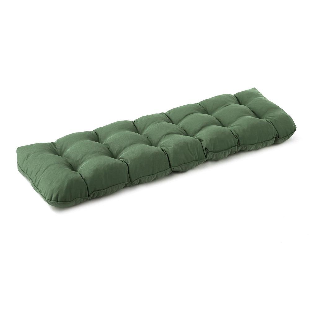 IPYNBAP bench cushion front view in dark green showing neat tailored appearance and durable fabric