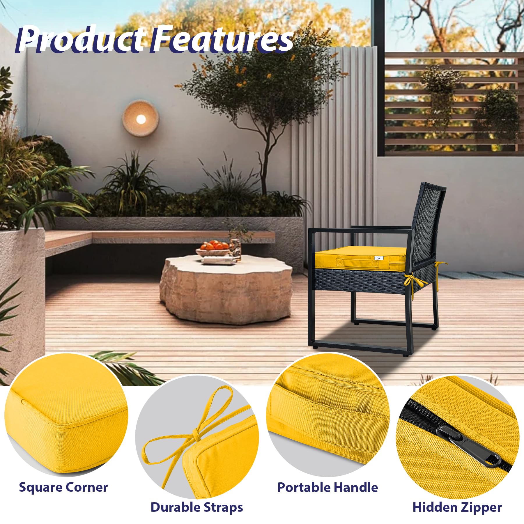 IPYNBAP cushion tied to chair showing secure fit and stable seating