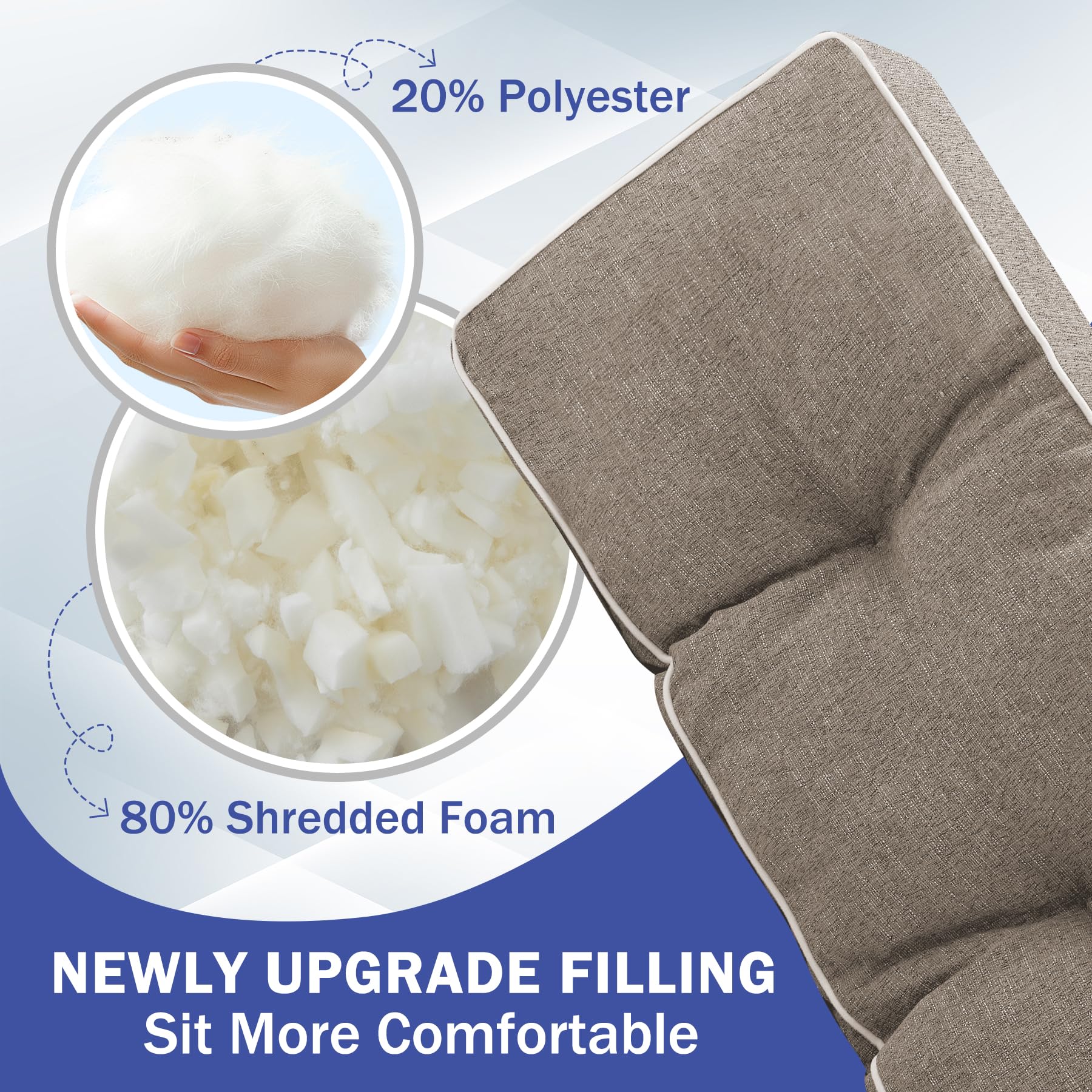 IPYNBAP close-up of tufting and piping displaying stable fill and long-lasting shape benefit
