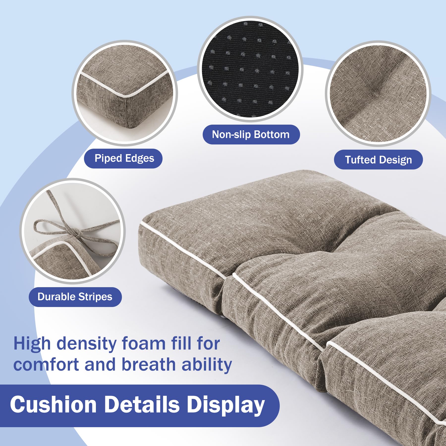 IPYNBAP cushion on a porch bench showing comfortable seating and stylish outdoor look