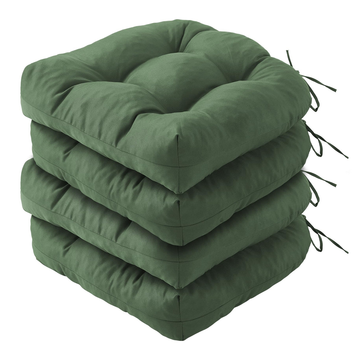 IPYNBAP front view of forest green cushion showing tidy tufted surface and fit