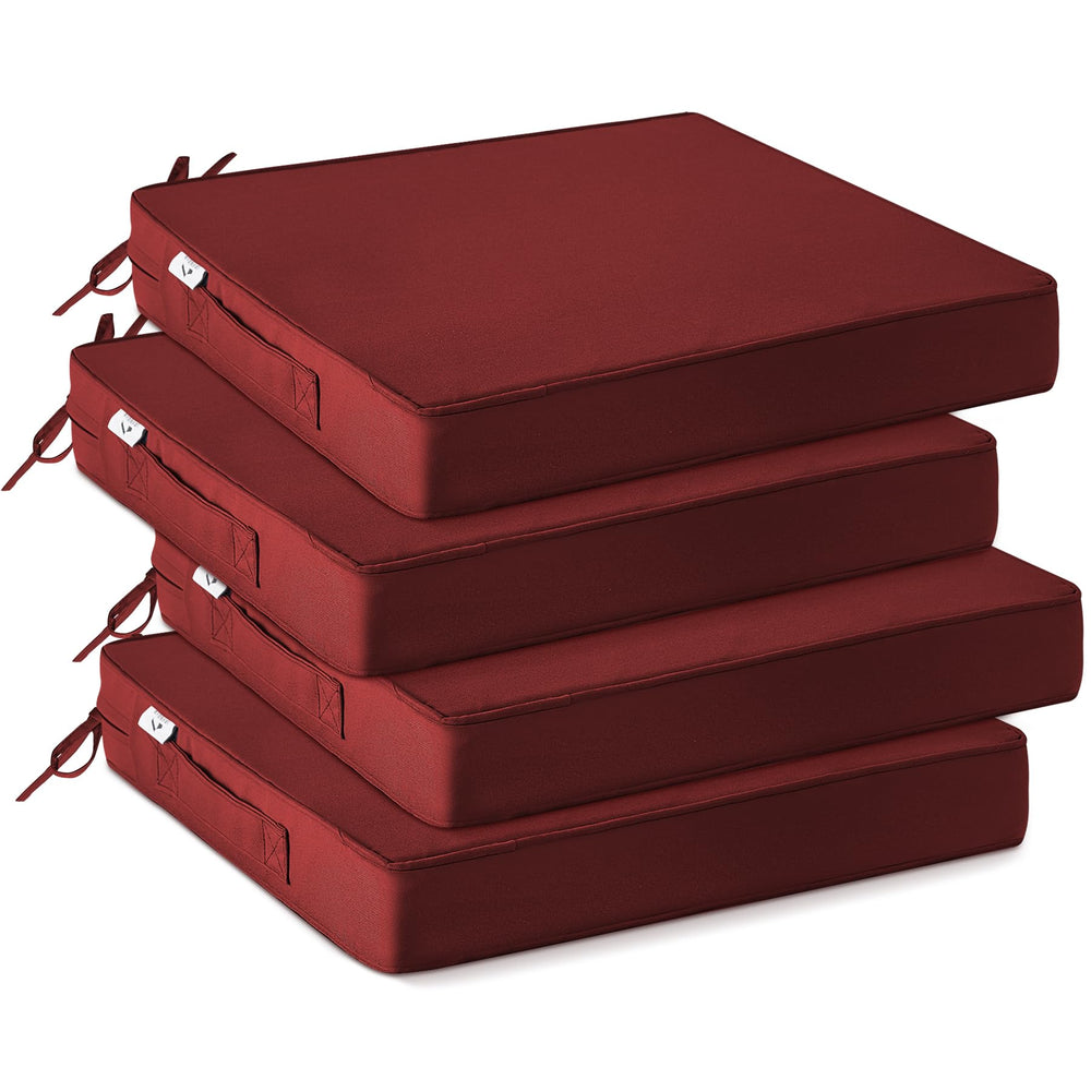 IPYNBAP front view of four burgundy cushions showing neat finish and piping for stylish protection