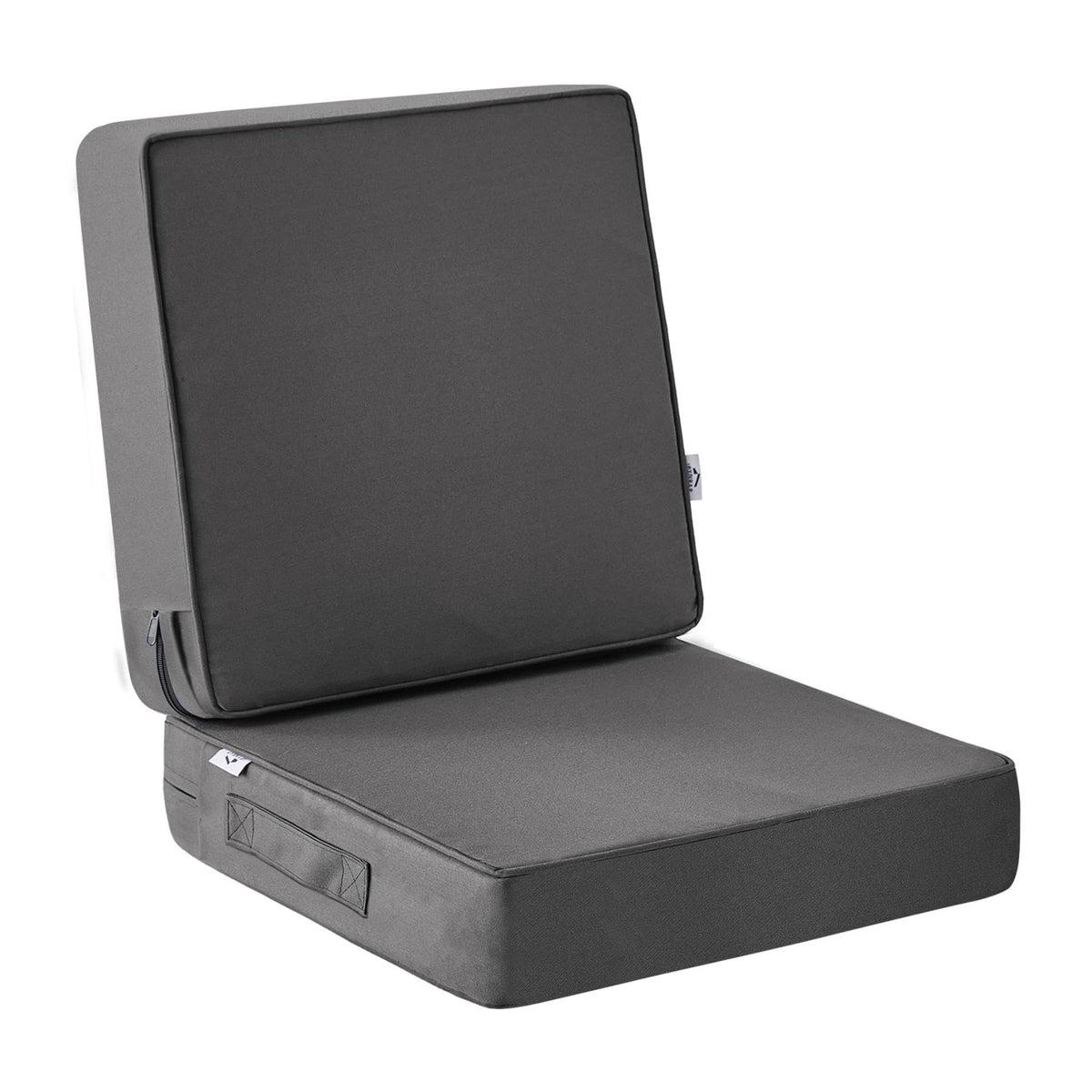 IPYNBAP front view of dark grey cushion set showing weather-ready design and style
