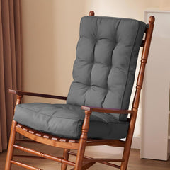 IPYNBAP front view of dark grey rocking chair cushions showing neat fit and comfort