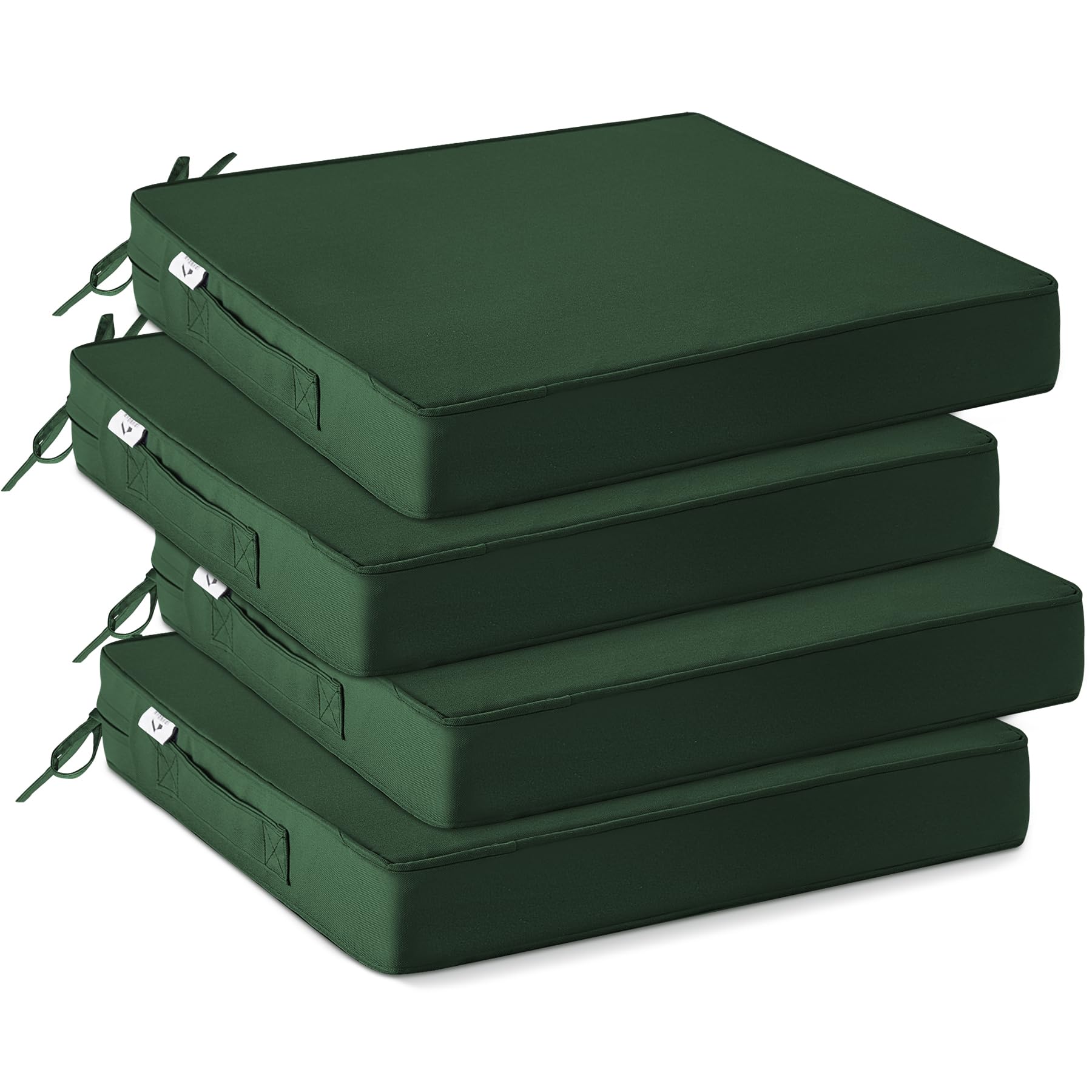 IPYNBAP front view of four forest green cushions showcasing coordinated seating comfort