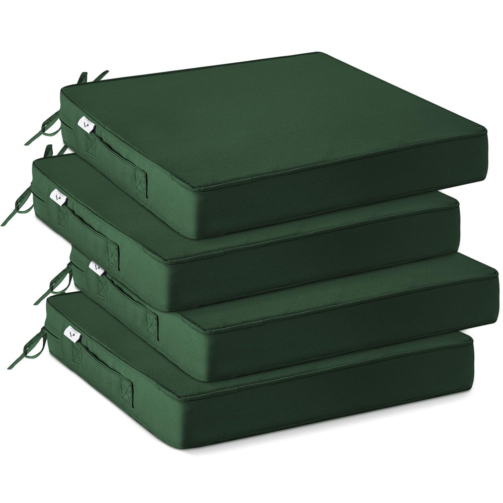 IPYNBAP front view of four forest green cushions showcasing coordinated seating comfort
