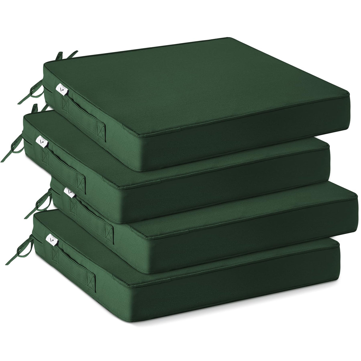 IPYNBAP front view of four forest green cushions showcasing coordinated seating comfort