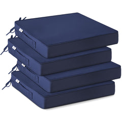 IPYNBAP front view of four navy cushions showing fit and neat finish for patio comfort