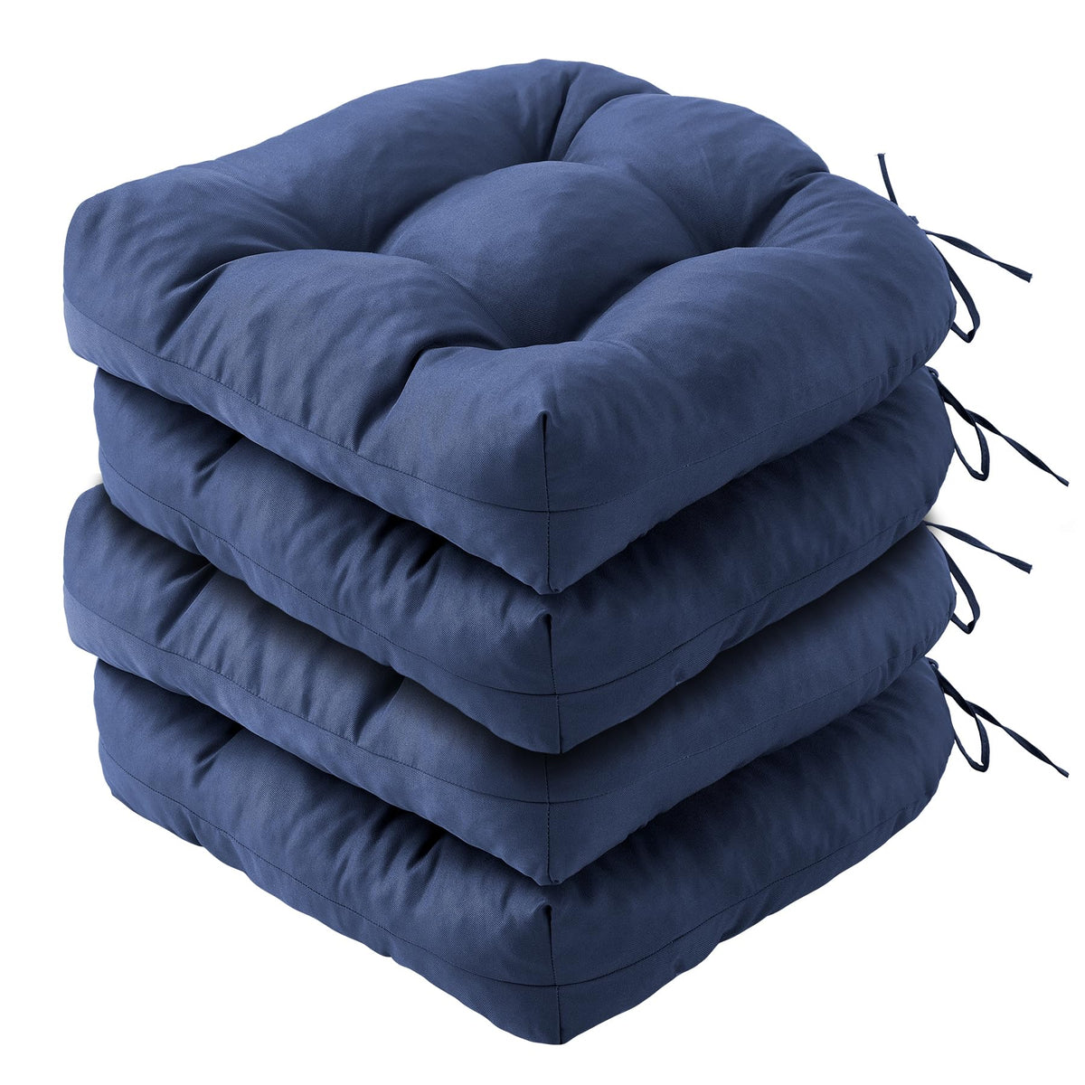 IPYNBAP front view of navy cushion showing neat tufted design and even support
