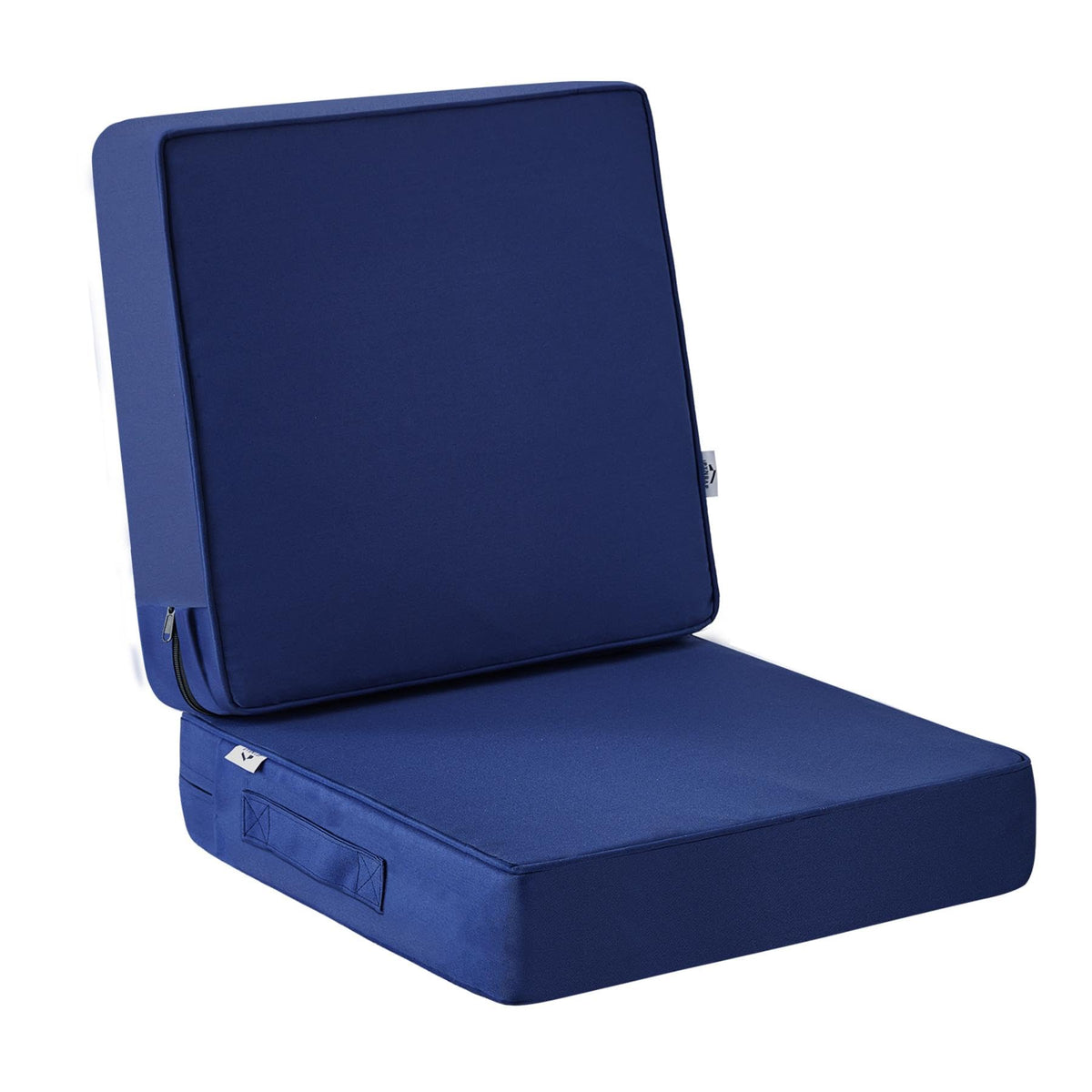 IPYNBAP front view showing navy seat and back cushions offering durable outdoor comfort