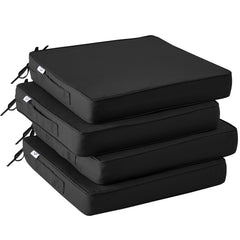 IPYNBAP front view of four black cushions showing neat square shape and polished look