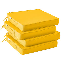 IPYNBAP front view of 4 yellow cushions showing bright patio set and comfort
