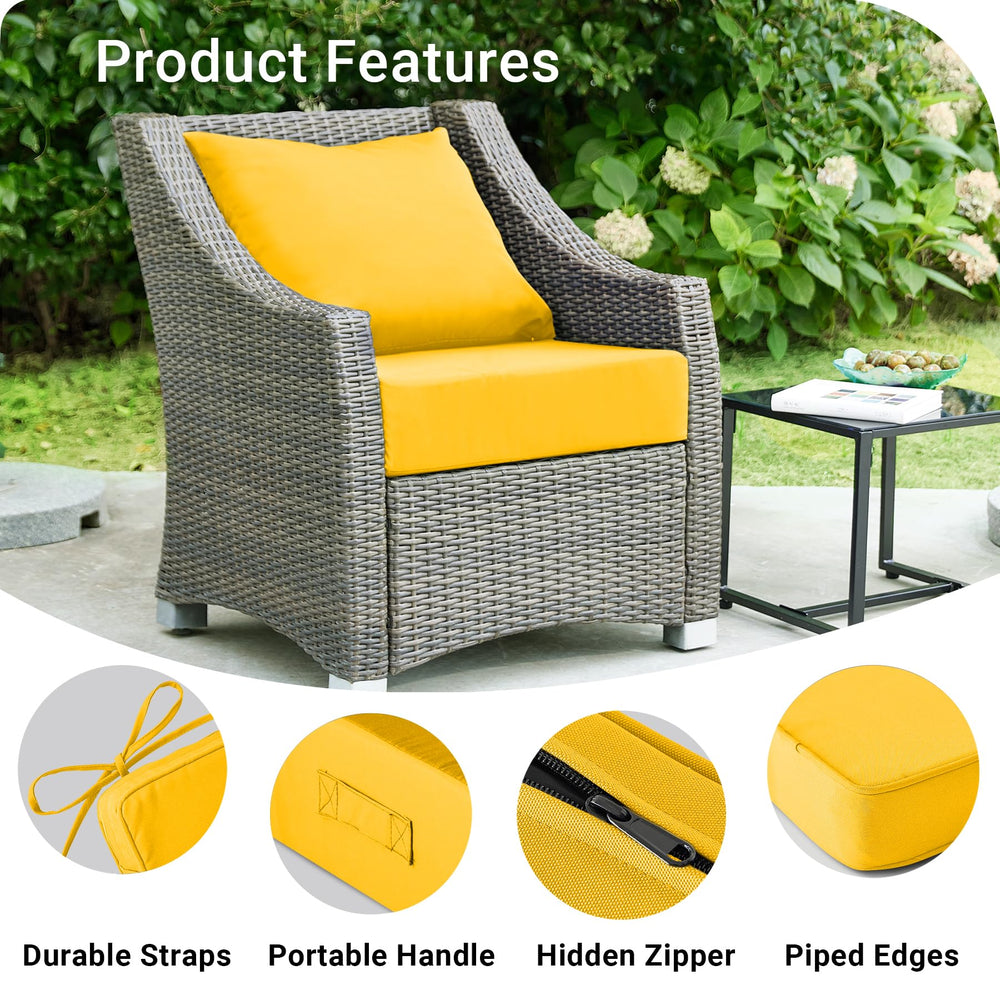 IPYNBAP cushion on patio chair demonstrating added comfort and color
