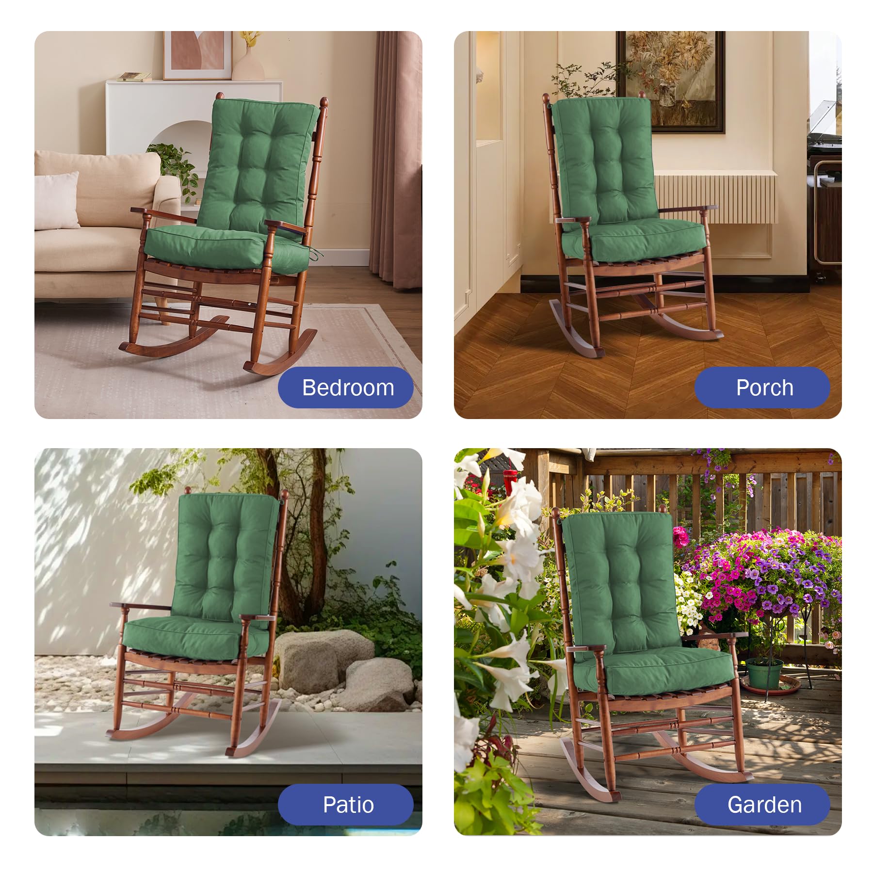 IPYNBAP lifestyle porch scene showcasing dark green cushions enhancing space