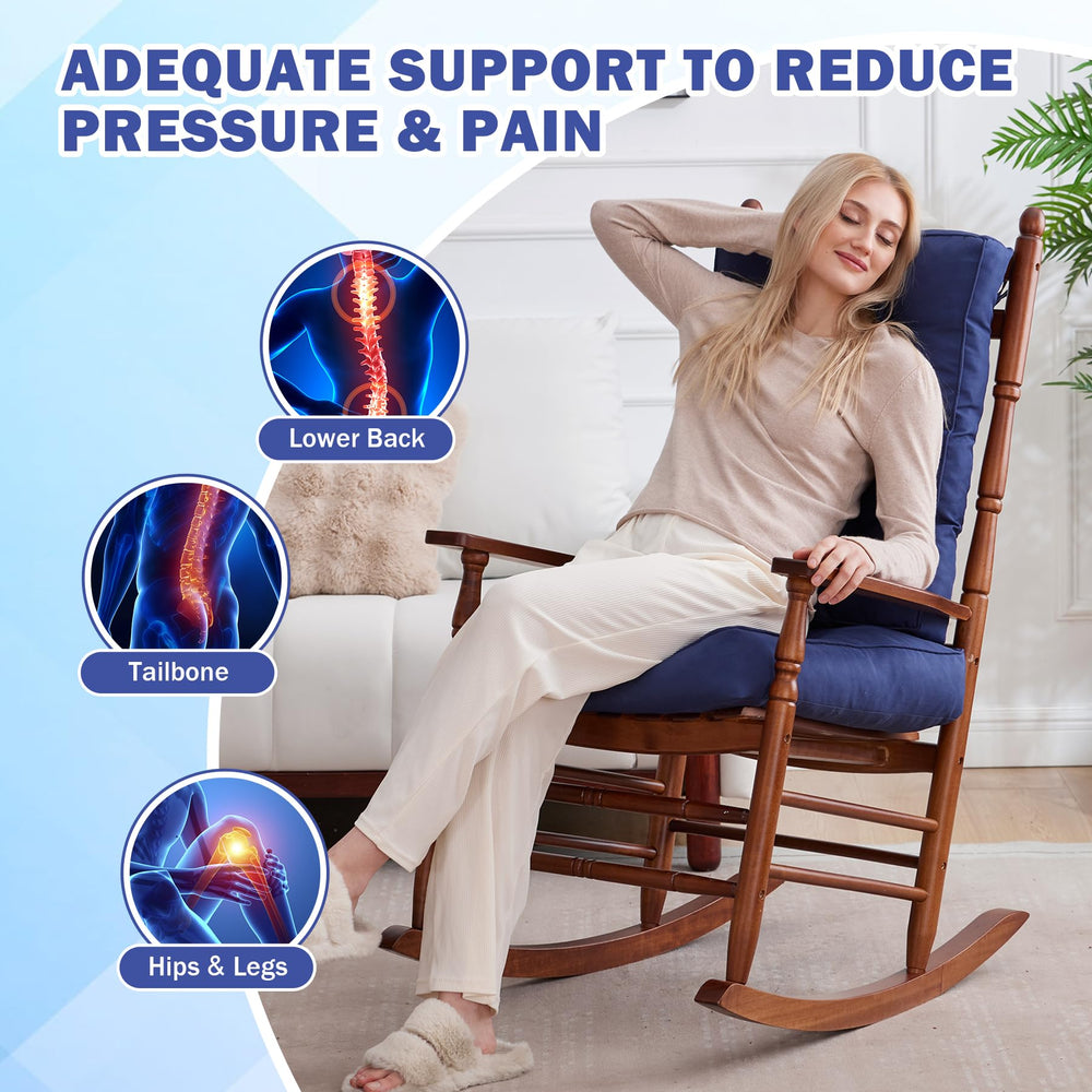 IPYNBAP navy cushions on outdoor rocker chair offering cozy porch seating