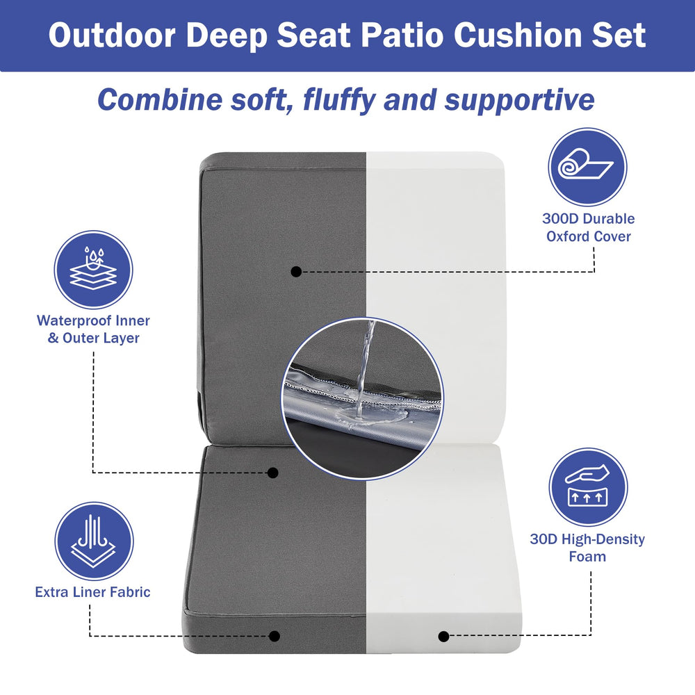 IPYNBAP seat cushion on patio sofa demonstrating comfortable outdoor seating