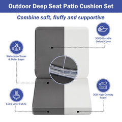 IPYNBAP seat cushion on patio sofa demonstrating comfortable outdoor seating