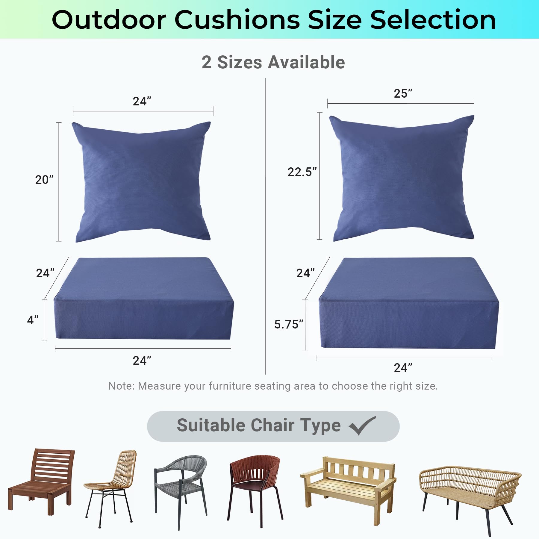 IPYNBAP navy seat cushion on patio chair illustrating comfortable outdoor seating