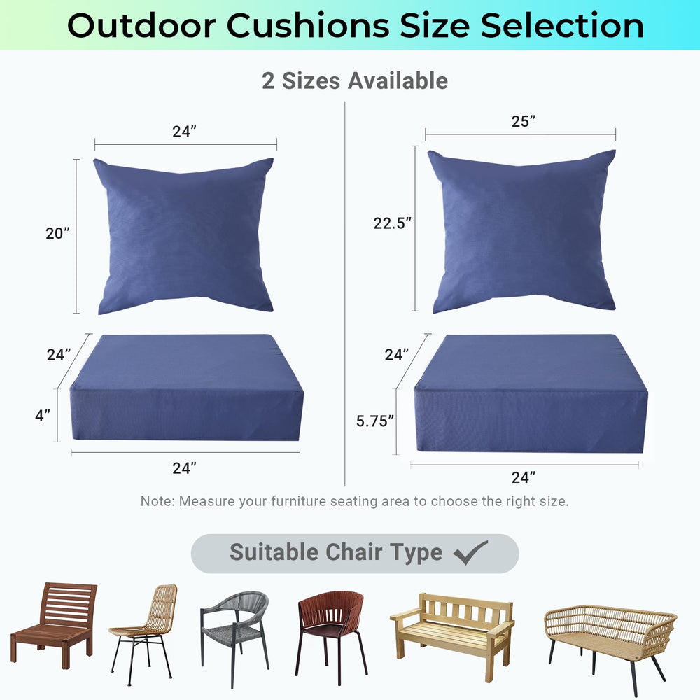 IPYNBAP navy seat cushion on patio chair illustrating comfortable outdoor seating