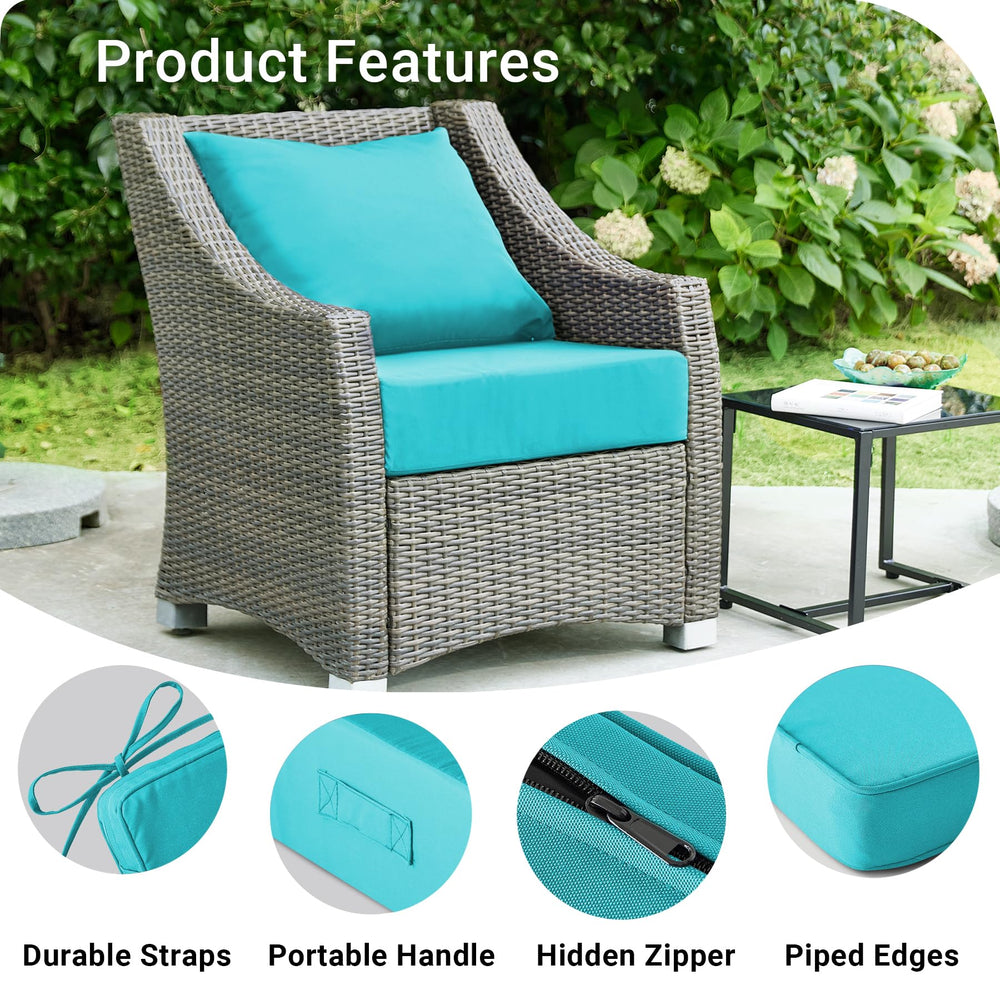 IPYNBAP attached ties securing cushion to chair for wind-resistant stability