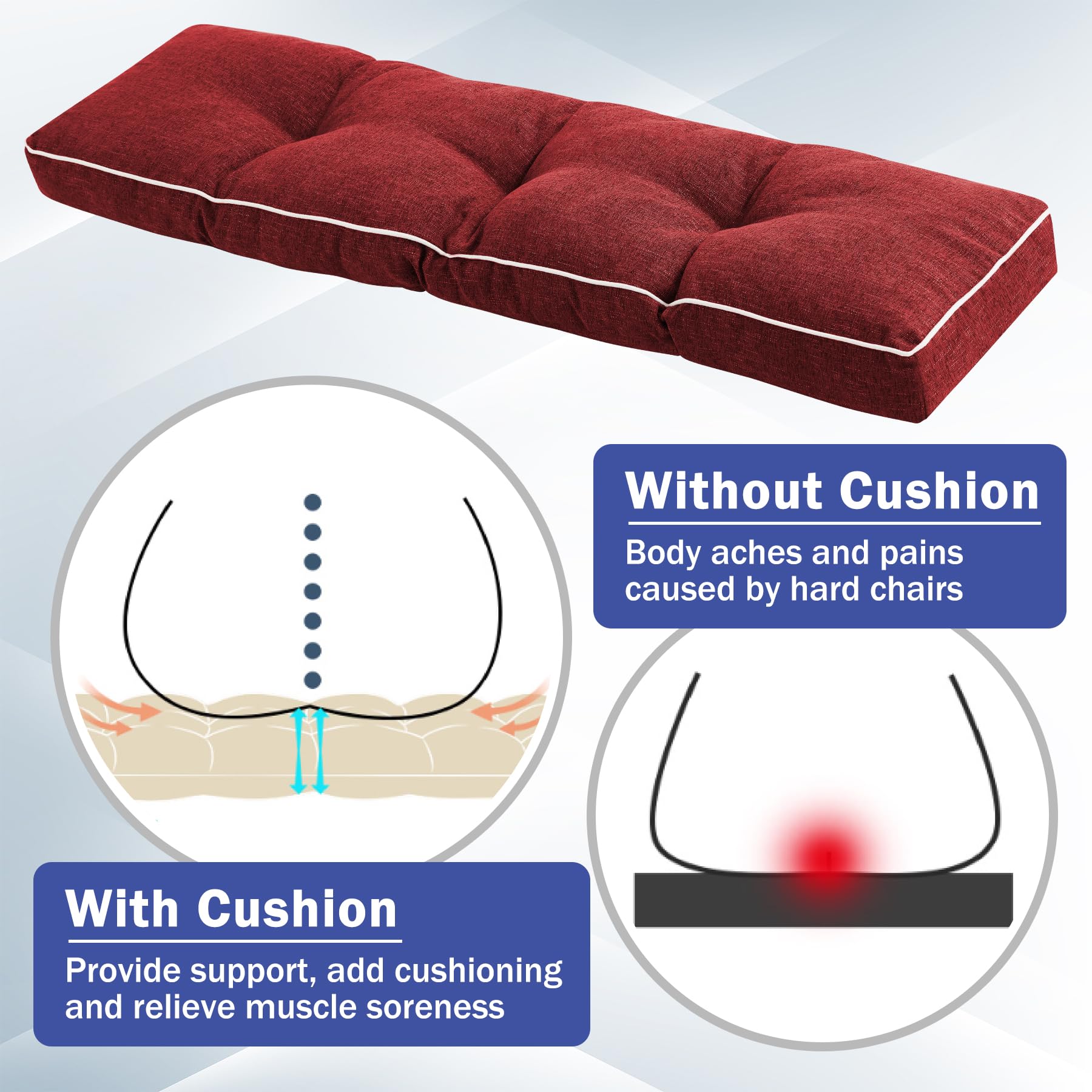 IPYNBAP shredded foam interior view highlighting even support and cushioning