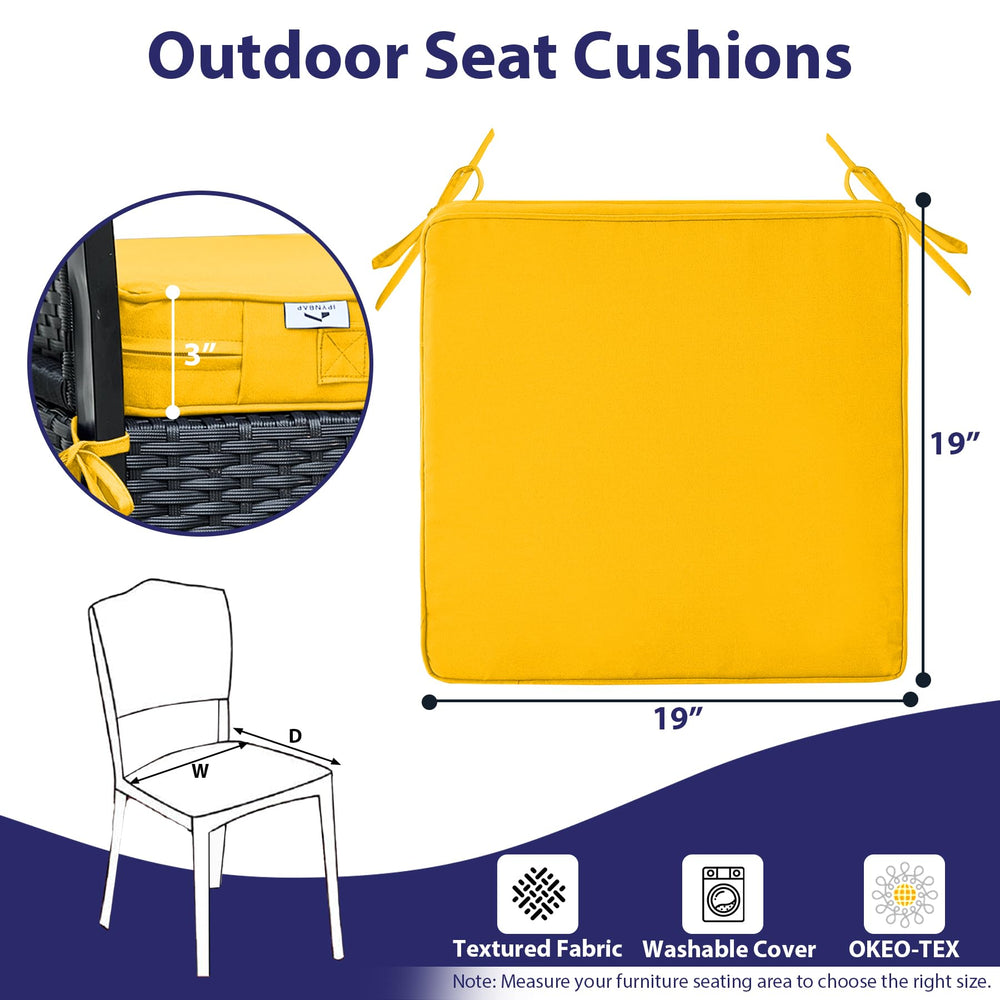 IPYNBAP cushion on dining chair demonstrating 19x19x3 size and proportion