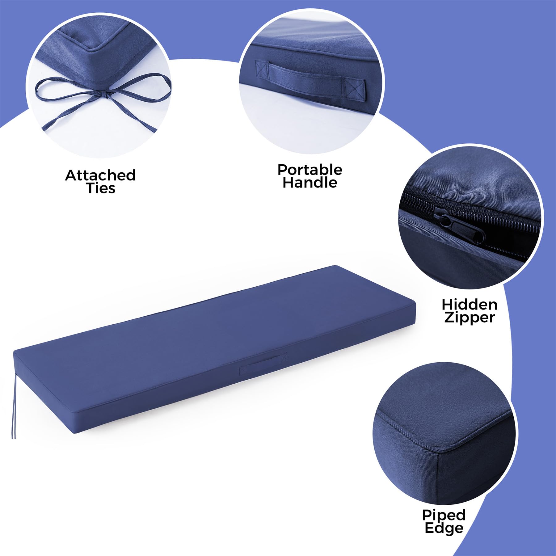 IPYNBAP straps and carry handle securing cushion and enabling easy repositioning on bench