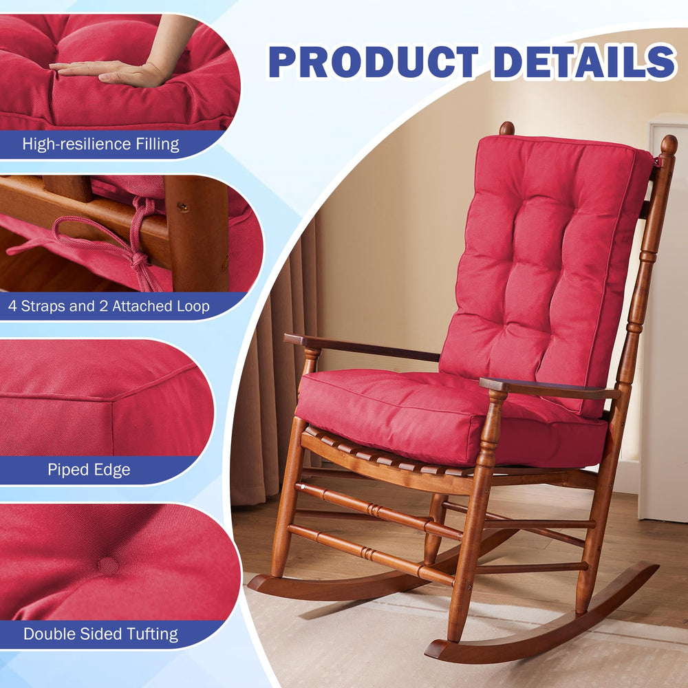 IPYNBAP tied cushions attached to rocker showing secure fit